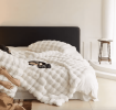 Large Cream Throw Blanket for Couch and for Bed, soft and cozy as rabbit fur.