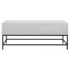 45 Inch Rectangular Mango Wood Coffee Table; Lift Top Storage; Iron Frame; White; Black