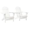 Patio Adirondack Chairs with Tea Table Solid Fir Wood White