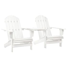 Patio Adirondack Chairs with Tea Table Solid Fir Wood White