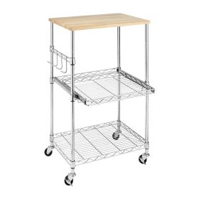 Supreme Kitchen Storage Microwave Cart - Wood & Chrome