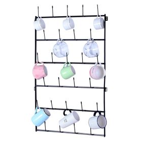 Wall Mounted Home Storage Mug Hooks with 6-Tier Display Organizer Holds 27 Mugs