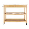Moveable Kitchen Cart with Stainless Steel Table Top & Two Drawers & Two Shelves Burlywood