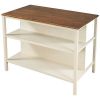 TOPMAX Solid Wood Rustic 45 Stationary Kitchen Island, Rubber Butcher Block