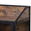 TREXM Cabinet Metal Mesh Double Door with Universal Wheel; Different Space Size Kitchen Cart (Distressed Brown)