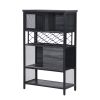Industrial Bar Cabinet with Wine Rack for Liquor and Glasses;  Wood and Metal Cabinet for Home Kitchen Storage Cabinet