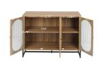 Storage Cabinet with Glass Door; Sideboard Buffet Cabinet for Kitchen; Dining Room; Walnutcolor