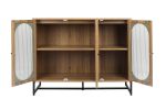 Storage Cabinet with Glass Door; Sideboard Buffet Cabinet for Kitchen; Dining Room; Walnutcolor