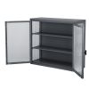 Retro Style Haze Double Glass Door Wall Cabinet With Detachable Shelves for Office, Dining Room,Living Room, Kitchen and Bathroom Grey Color
