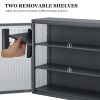 Retro Style Haze Double Glass Door Wall Cabinet With Detachable Shelves for Office, Dining Room,Living Room, Kitchen and Bathroom Grey Color