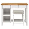 TOPMAX Farmhouse 3-piece 45 Stationary Rubber Wood Kitchen Island Set with 2