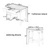 TOPMAX Farmhouse 3-piece 45 Stationary Rubber Wood Kitchen Island Set with 2