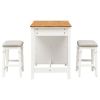 TOPMAX Farmhouse 3-piece 45 Stationary Rubber Wood Kitchen Island Set with 2