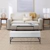 45 Inch Rectangular Mango Wood Coffee Table; Lift Top Storage; Iron Frame; White; Black