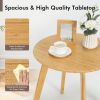 Bamboo Round Side Table with 4 Splayed Legs and Round Tabletop for Living Room