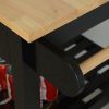 Kitchen Island & Cart, Mobile with Two Lockable Wheels, Rubber Wood Top, Black