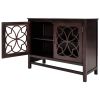 U-style Wood Storage Cabinet with Doors and Adjustable Shelf; Entryway Kitchen Dining Room; Brown