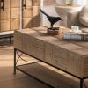 47.64"Small Grid Splicing Design Retro Square Coffee Table,for Living Room,Office,and Dining Room