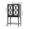 Wine Cabinet Solid Rubber Wood Rack Double Mirror Door Bar Kitchen Organizer