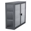 Retro Style Haze Double Glass Door Wall Cabinet With Detachable Shelves for Office, Dining Room,Living Room, Kitchen and Bathroom Grey Color
