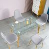 Dining Table Set Modern 5 Pieces Room Mid Century Tempered Glass Kitchen and 4