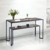 Tea table; Iron art living room side a few; 48inch Narrow Console Table for Living Room Or Hallway(Black/Brown)
