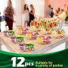 12 Pcs Round Appetizer Serving Trays With Lids 5 Compartment Container Fruit Vegetable Divided Storage Organize