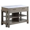 Feivel Kitchen Island with Pull Out Table in Marble Top Rustic Oak Finish