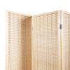6 Panel Bamboo Room Divider;  Private Folding Portable Partition Screen for Home Office - Natural