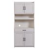 TREXM One-body Style Pantry Cabinet Kitchen Living Room Dining Room Storage Buffet with Doors; Adjustable Shelves (Antique White)