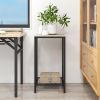 2-Tier End Table; Industrial Side Table Nightstand with Durable Metal Frame; Coffee Table with Mesh Shelves for Living Room; Oak Finish