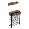 Entryway 4-tier Shoe Rack with Hall Tree;  One Set Entryway Show Rack with Storage and Hooks