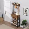 Entryway 4-tier Shoe Rack with Hall Tree;  One Set Entryway Show Rack with Storage and Hooks