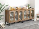 Storage Cabinet with Glass Door; Sideboard Buffet Cabinet for Kitchen; Dining Room; Walnutcolor