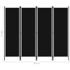 4-Panel Room Divider Black 78.7"x70.9"