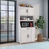 TREXM One-body Style Pantry Cabinet Kitchen Living Room Dining Room Storage Buffet with Doors; Adjustable Shelves (Antique White)