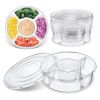 12 Pcs Round Appetizer Serving Trays With Lids 5 Compartment Container Fruit Vegetable Divided Storage Organize