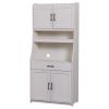 TREXM One-body Style Pantry Cabinet Kitchen Living Room Dining Room Storage Buffet with Doors; Adjustable Shelves (Antique White)