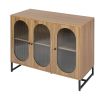 Storage Cabinet with Glass Door; Sideboard Buffet Cabinet for Kitchen; Dining Room; Walnutcolor