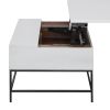 45 Inch Rectangular Mango Wood Coffee Table; Lift Top Storage; Iron Frame; White; Black