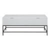 45 Inch Rectangular Mango Wood Coffee Table; Lift Top Storage; Iron Frame; White; Black