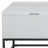 45 Inch Rectangular Mango Wood Coffee Table; Lift Top Storage; Iron Frame; White; Black
