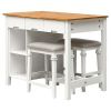TOPMAX Farmhouse 3-piece 45 Stationary Rubber Wood Kitchen Island Set with 2