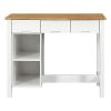 TOPMAX Farmhouse 3-piece 45 Stationary Rubber Wood Kitchen Island Set with 2