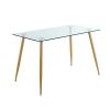 Dining Table Set Modern 5 Pieces Room Mid Century Tempered Glass Kitchen and 4