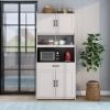 TREXM One-body Style Pantry Cabinet Kitchen Living Room Dining Room Storage Buffet with Doors; Adjustable Shelves (Antique White)