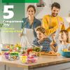 12 Pcs Round Appetizer Serving Trays With Lids 5 Compartment Container Fruit Vegetable Divided Storage Organize