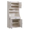 TREXM One-body Style Pantry Cabinet Kitchen Living Room Dining Room Storage Buffet with Doors; Adjustable Shelves (Antique White)