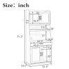 TREXM One-body Style Pantry Cabinet Kitchen Living Room Dining Room Storage Buffet with Doors; Adjustable Shelves (Antique White)