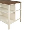 TOPMAX Solid Wood Rustic 45 Stationary Kitchen Island, Rubber Butcher Block